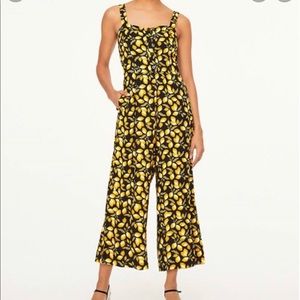 Loft Sweetheart Tank Jumpsuit / Black with Florals / Size S